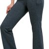 TwentyonefitnessYoga28″/30″/32″/34″ Inseam Women’s Bootcut Yoga Pants Long Bootleg High-Waisted Flare Pants with PocketsLeggings