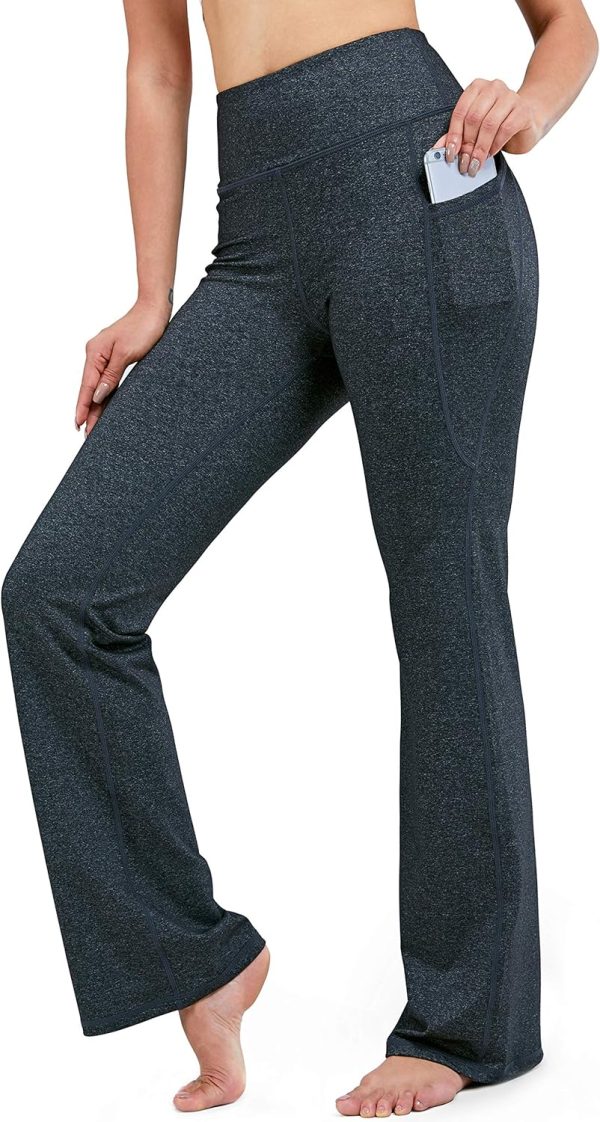 TwentyonefitnessYoga28″/30″/32″/34″ Inseam Women’s Bootcut Yoga Pants Long Bootleg High-Waisted Flare Pants with PocketsLeggings