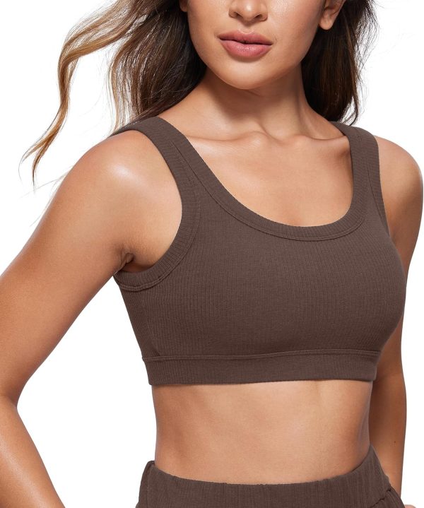 TwentyonefitnessYoga Hot Bras Ribbed Sports Bras for Women – U Back Wireless Medium Impact Sports Bra Padded Yoga Workout Bra