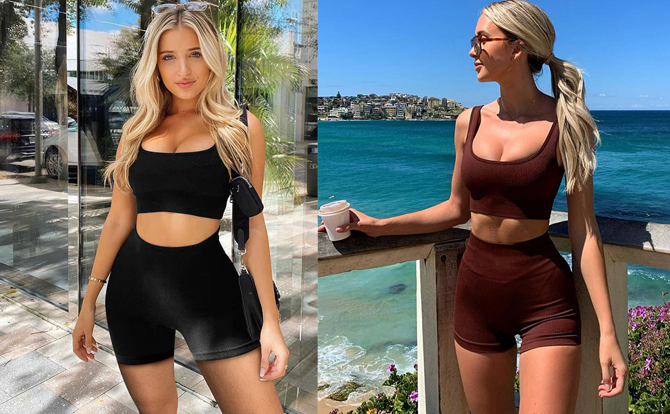 ribbed yoga outfits