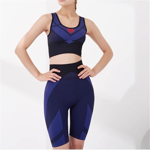Large Size Yoga Clothing Set Love Quick Dry Two-Piece Seamless Tight Sports and Fitness Suit (D Large)